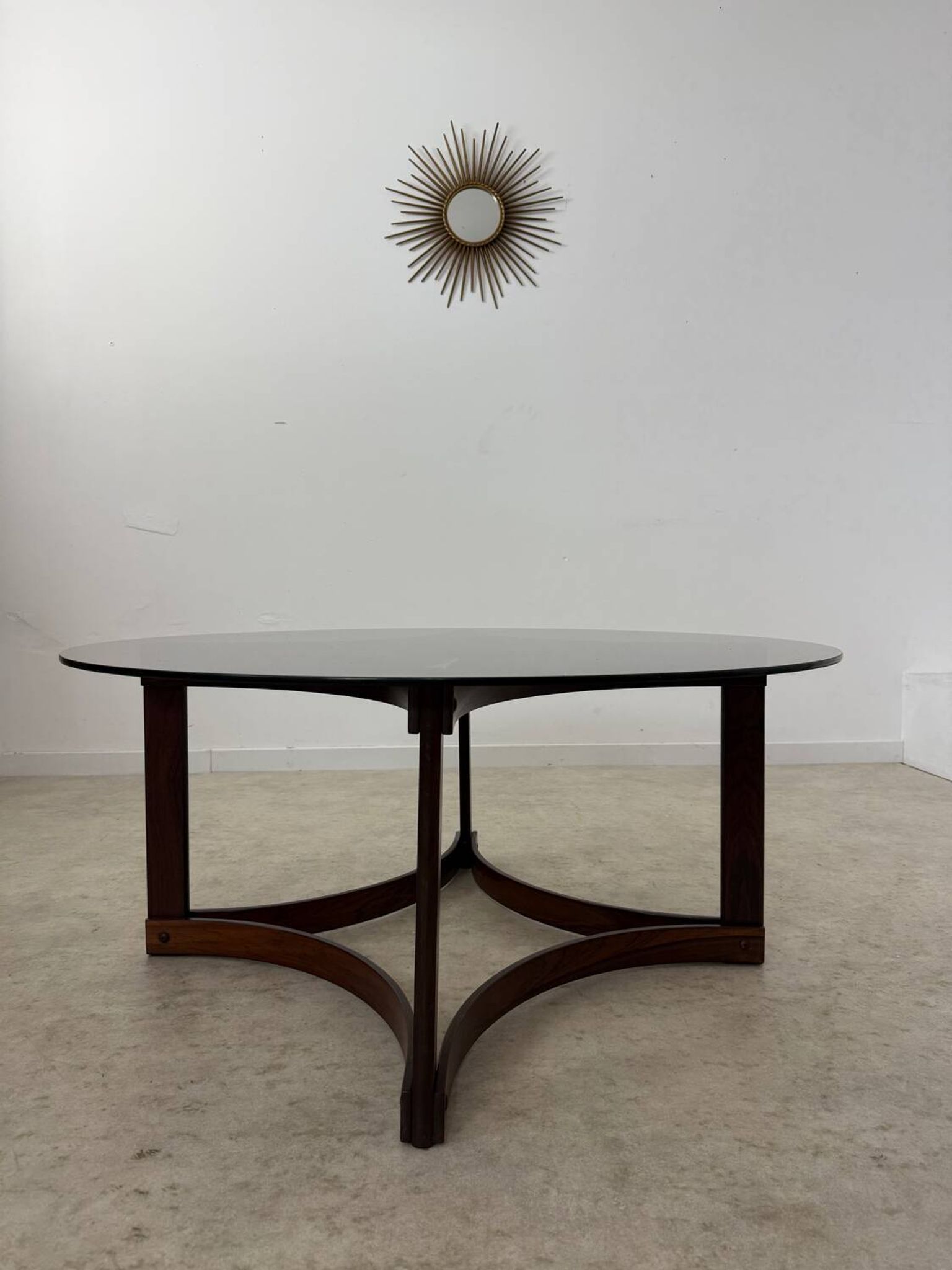 Antique rosewood coffee table with glass top designed by Ingmar Relling for Westnofa, vintage 70s