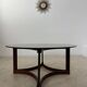 Ancienne table basse en palissandre et plateau de verre design Ingmar Relling pour Westnofa vintag annees 70