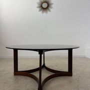 Antique rosewood coffee table with glass top designed by Ingmar Relling for Westnofa, vintage 70s