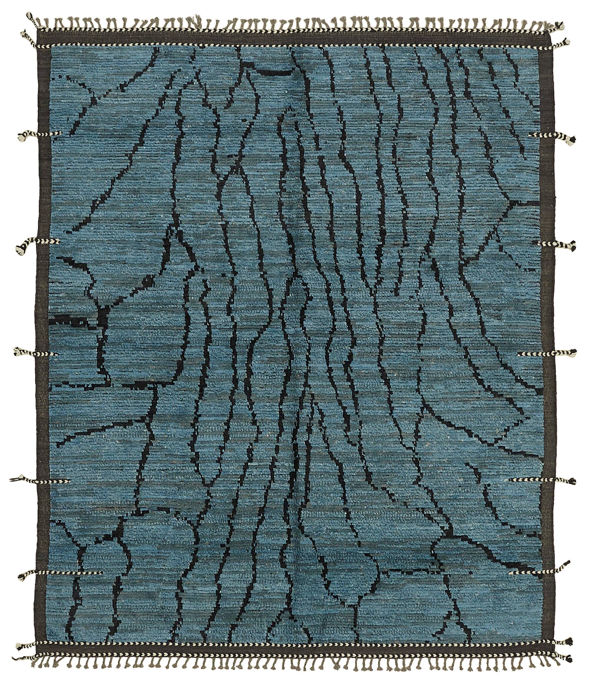 Handmade Tribal Decorative 250 cm x 310 cm Blue Wool Carpet