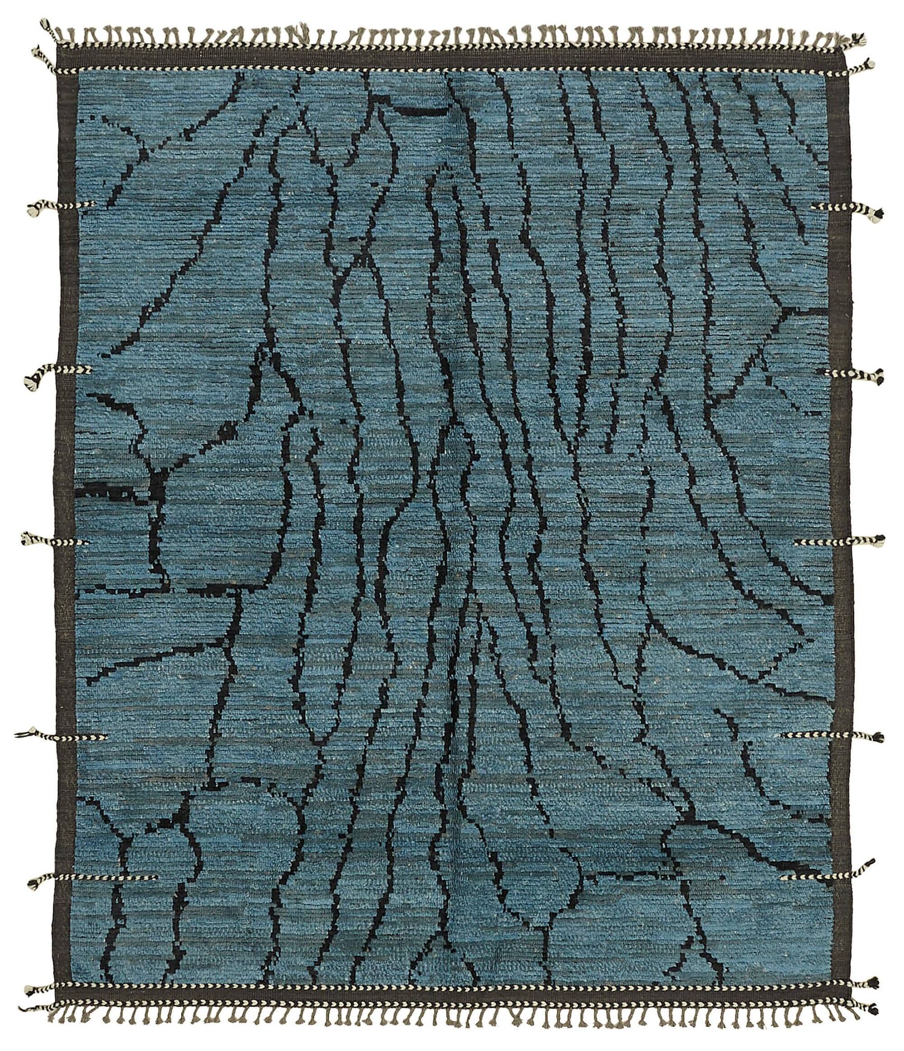 Handmade Tribal Decorative 250 cm x 310 cm Blue Wool Carpet