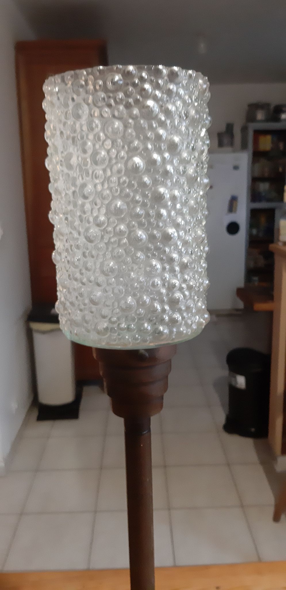 Lampe vintage laiton et verre granité