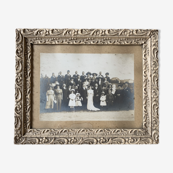 Black-white wedding photo and its frame