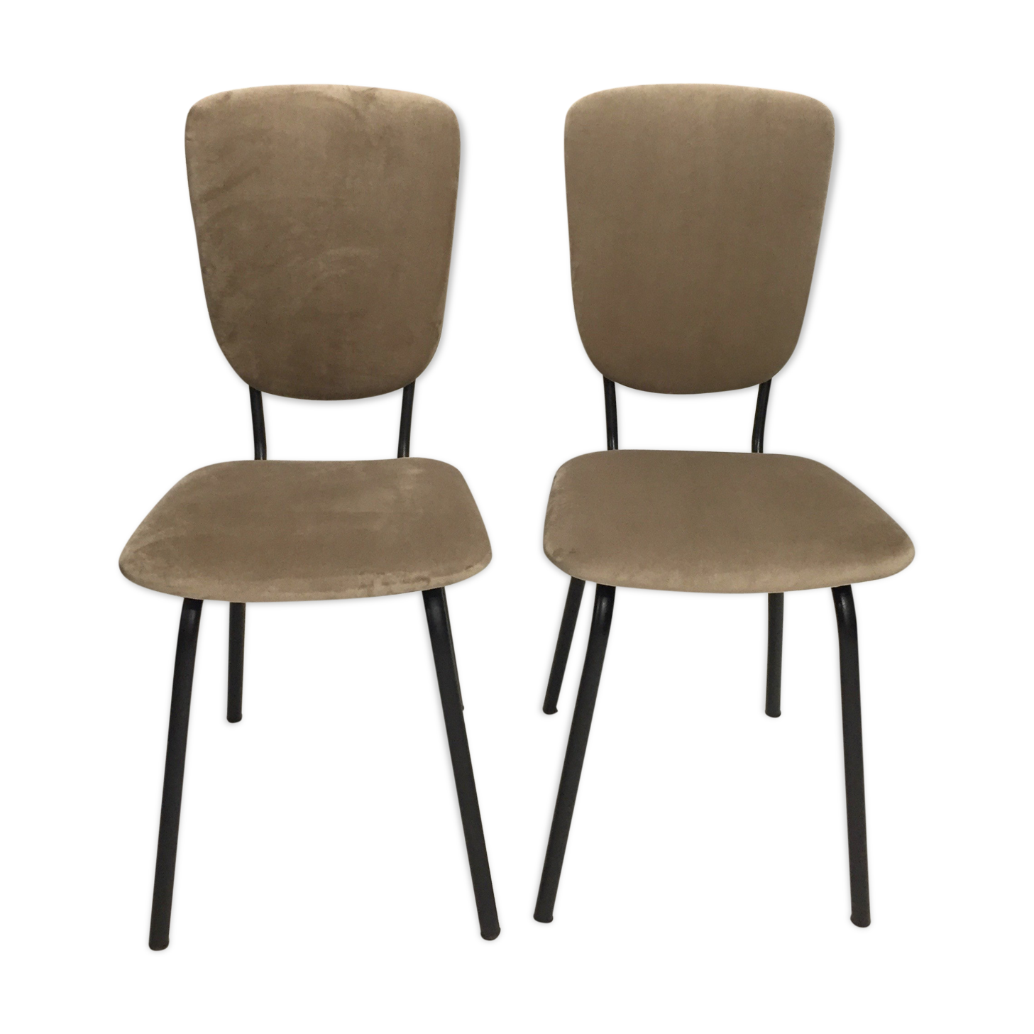 Pair of taupe velvet chairs