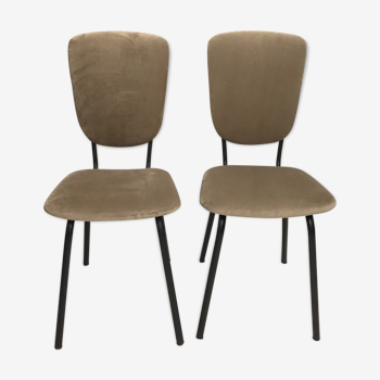 Pair of taupe velvet chairs