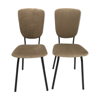 Pair of taupe velvet chairs