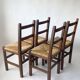 4 wooden and straw country chairs