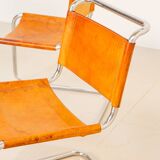 4 "S33" cognac leather chairs by Mart Stam for Fasem 80's