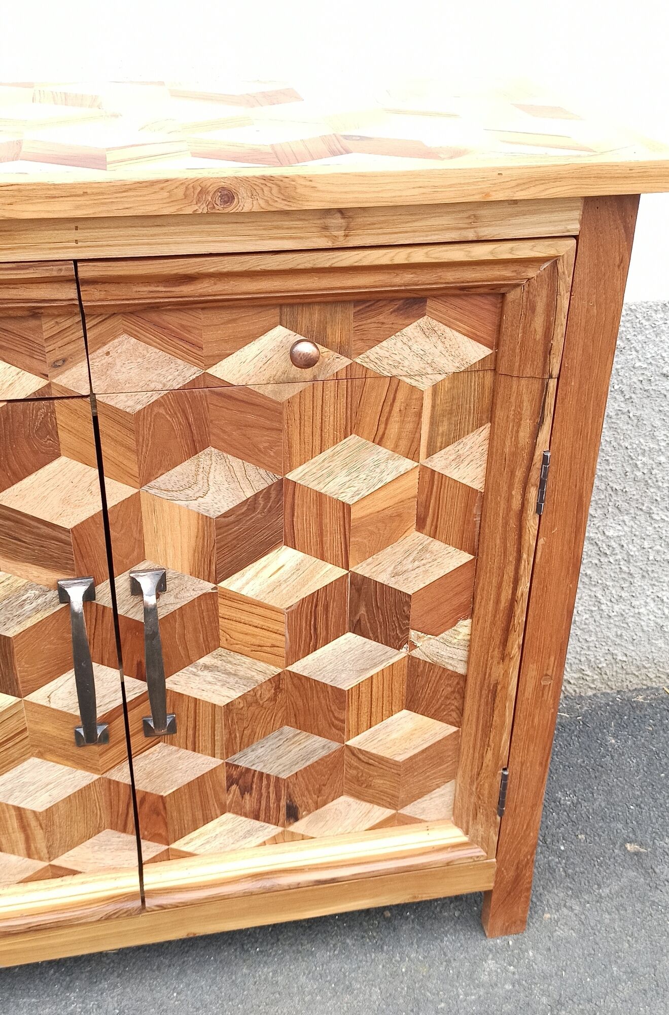 Chest of drawers wooden marquetry, two doors, two drawers