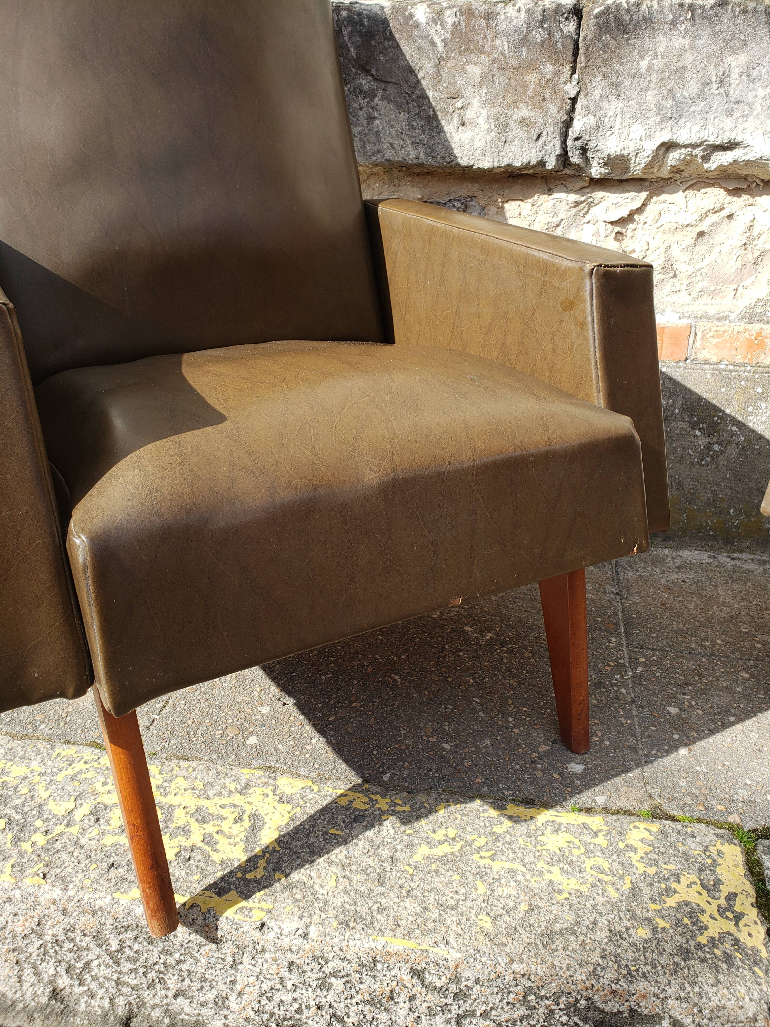 Vintage Scandinavian olive green armchairs