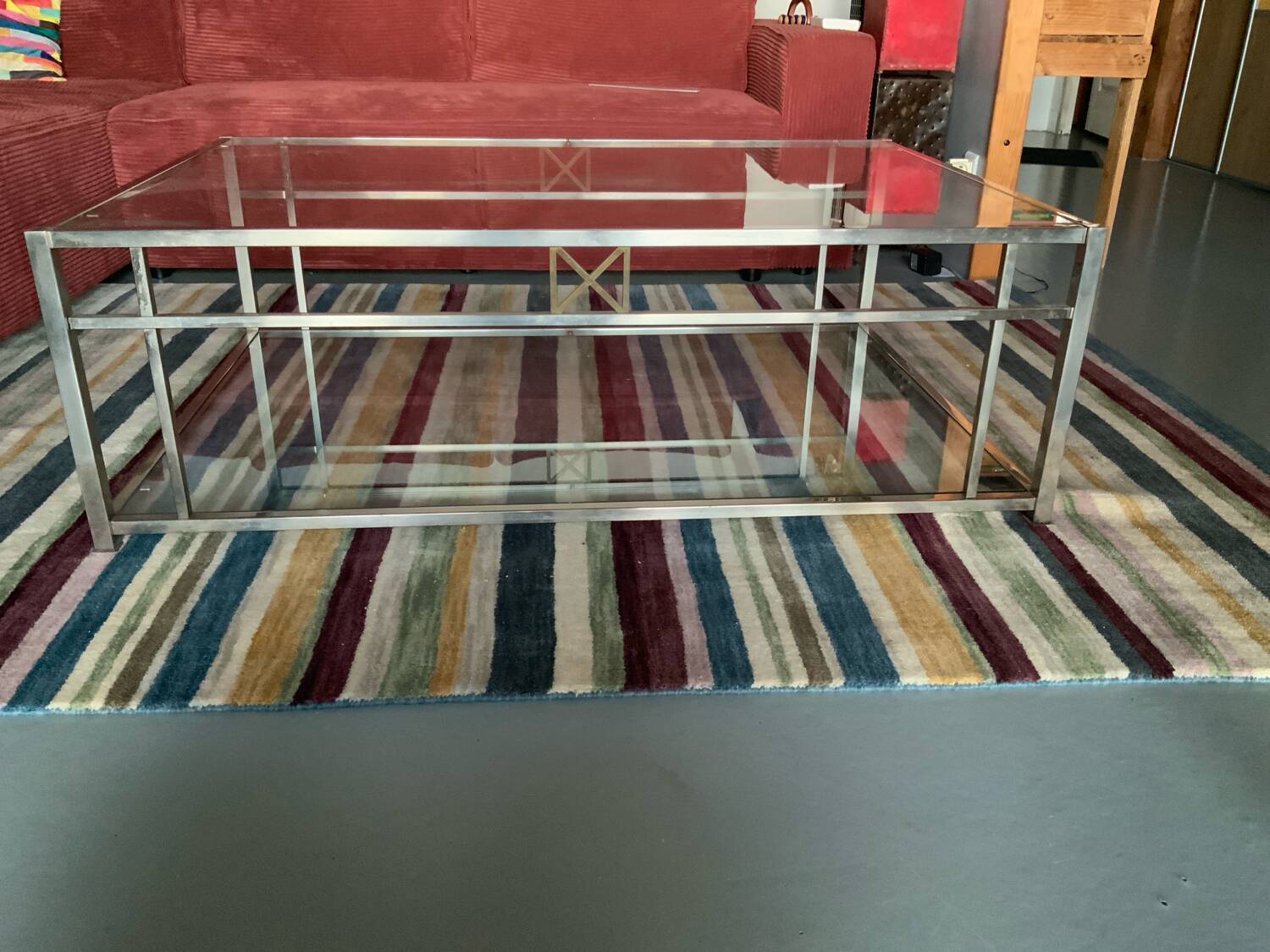 Roche Bobois glass and chrome coffee table