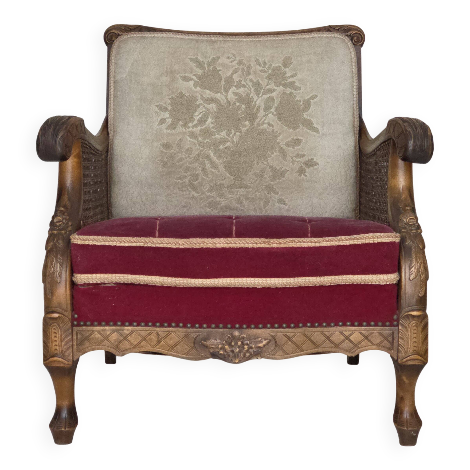 1930s, Danish armchair, furniture velour, ash wood.