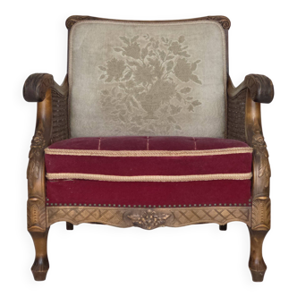 1930s, Danish armchair, furniture velour, ash wood.