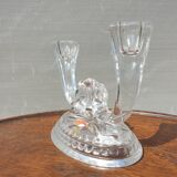 Pair candle holders vintage crystal Buder double torches