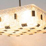 Vintage glass and chrome steel suspension Kamenický Šenov 1970s Czechoslovakia