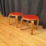 Pair of NE60 stools designed by Alvar Aalto, Artek, Finland, 1980s