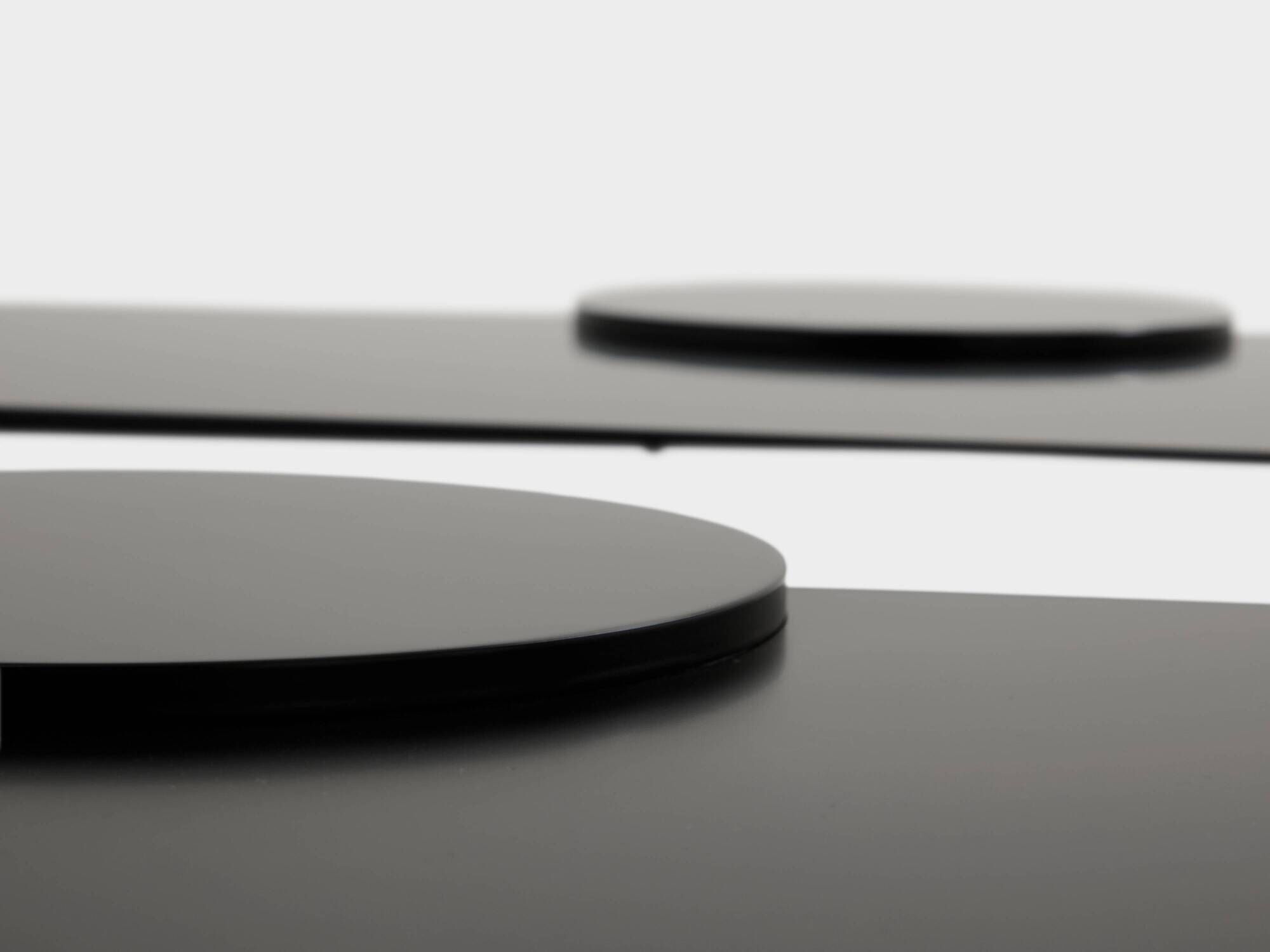 Gilles Derain pair of metal coffee tables edition Lumen 1986