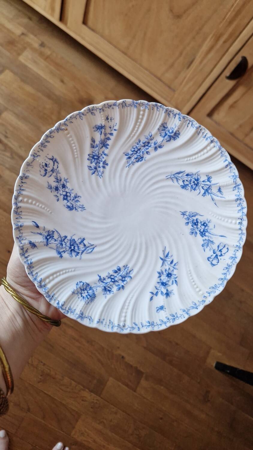 Vintage Sarreguemines porcelain dessert plate with flowers