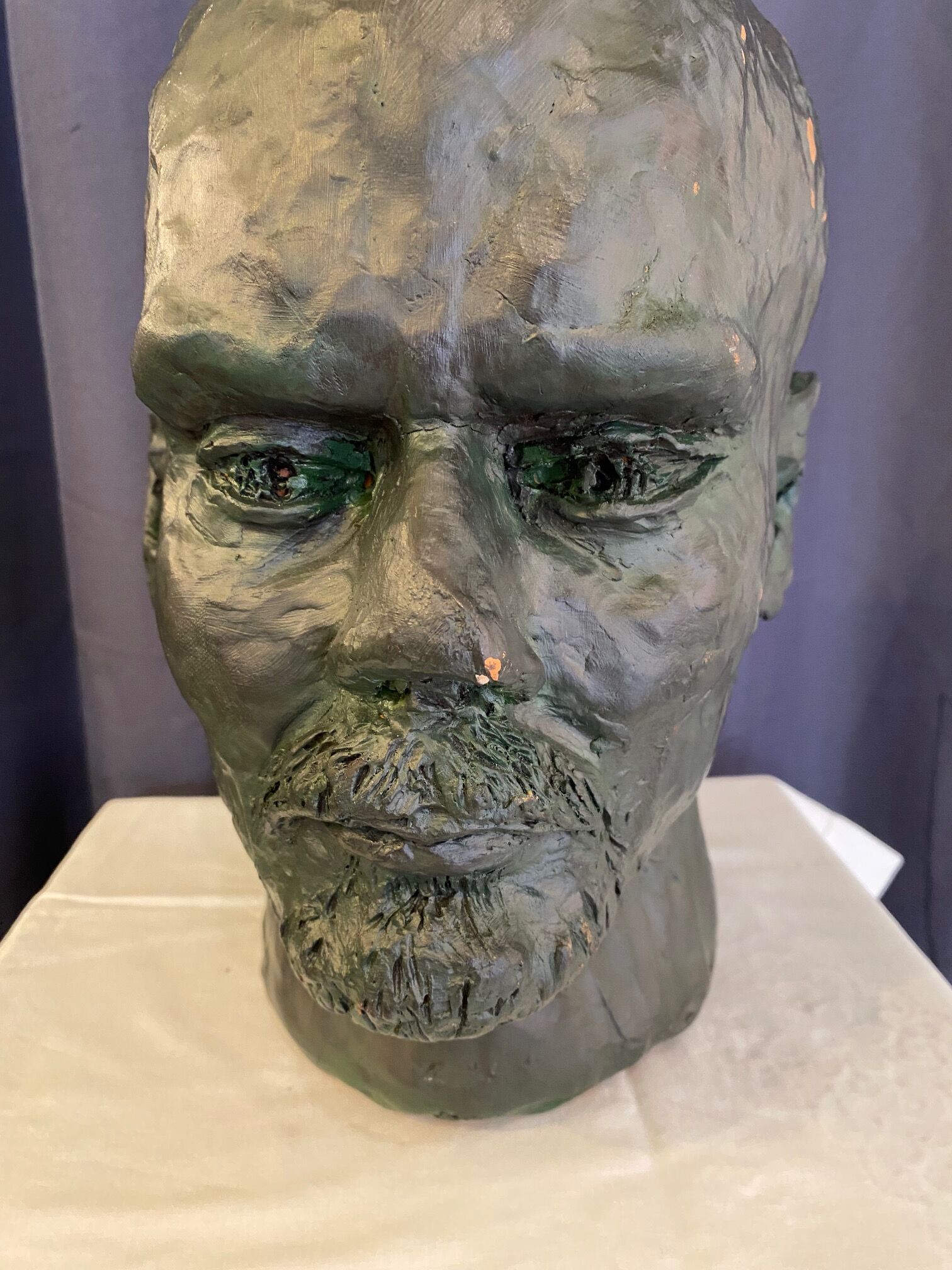 Bust of lenin terracotta sculpture color green bronze large format