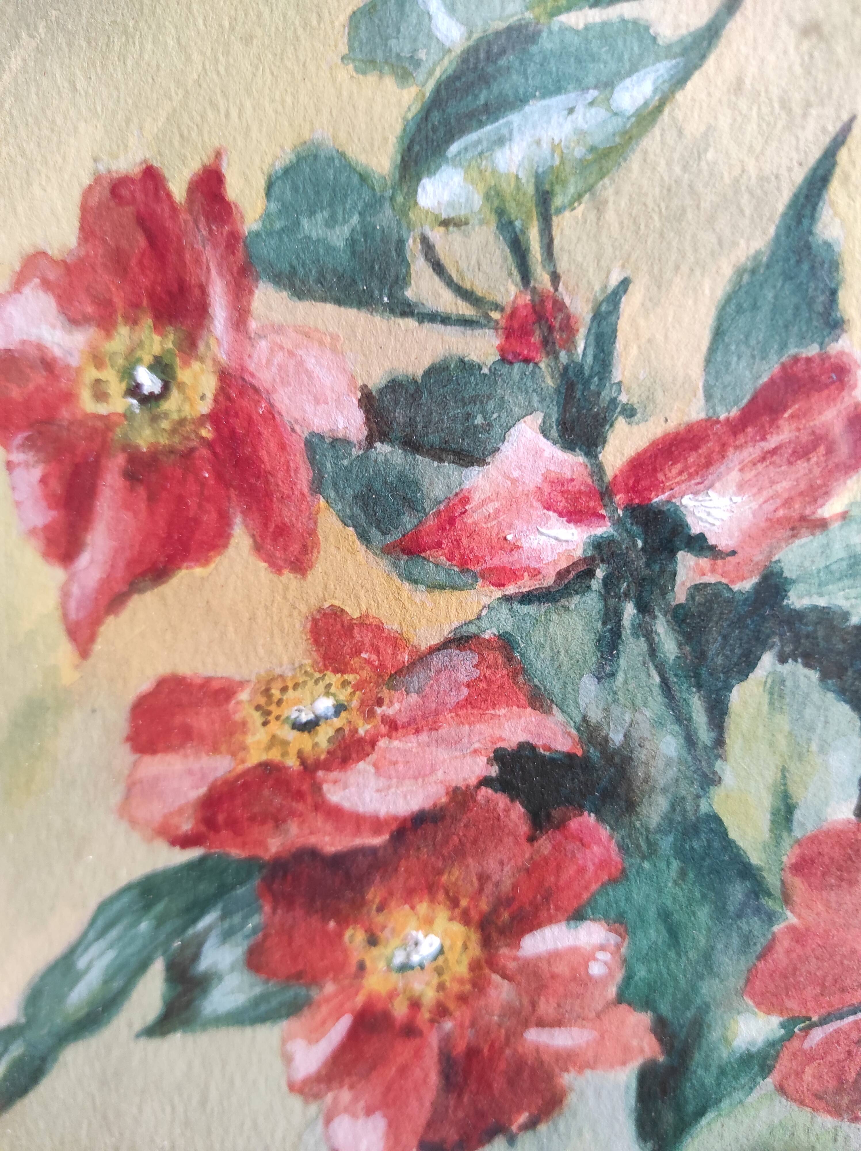 Aquarelle vintage de fleurs, signée Griggs