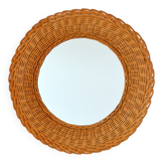 Miroir en rotin tressé, 1960