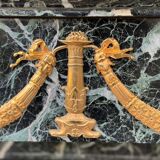 Empire style fireplace in antique green marble and gilded bronzes circa 1880