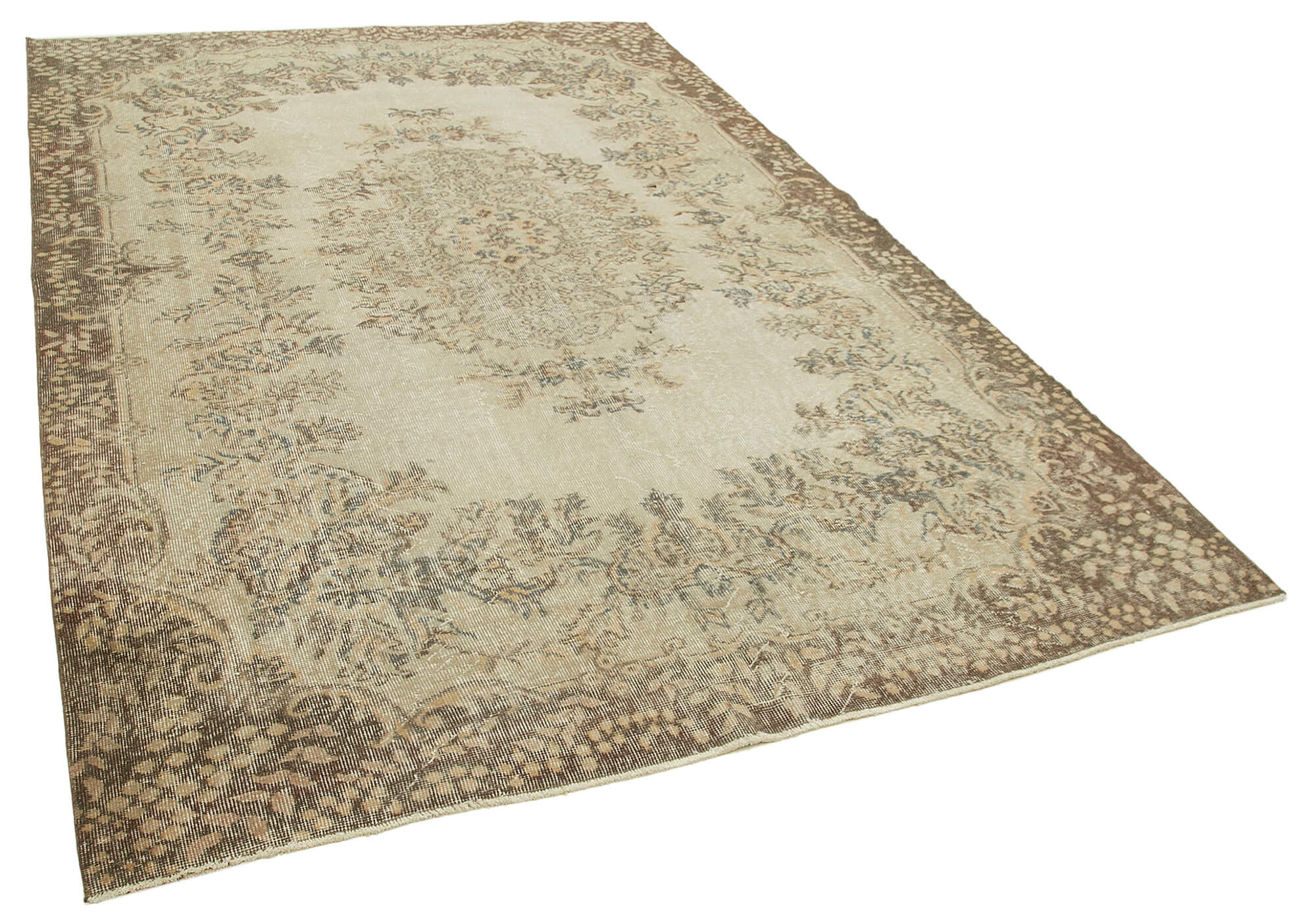 Hand-knotted decorative turkish beige carpet 202 cm x 301 cm