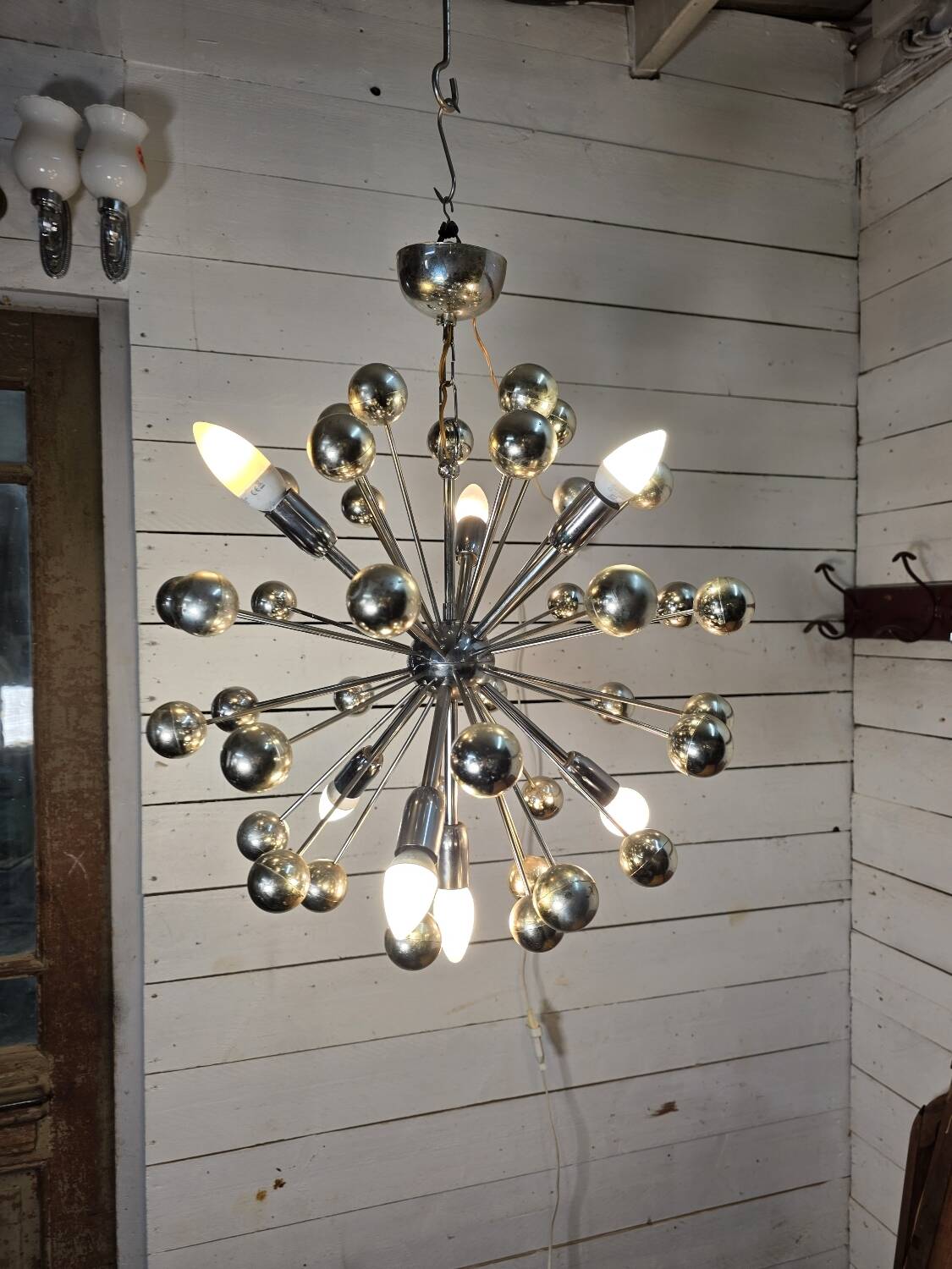 1970s chrome metal Sputnik chandelier