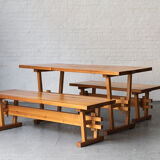 Dining set of 3 in solid oregon pine