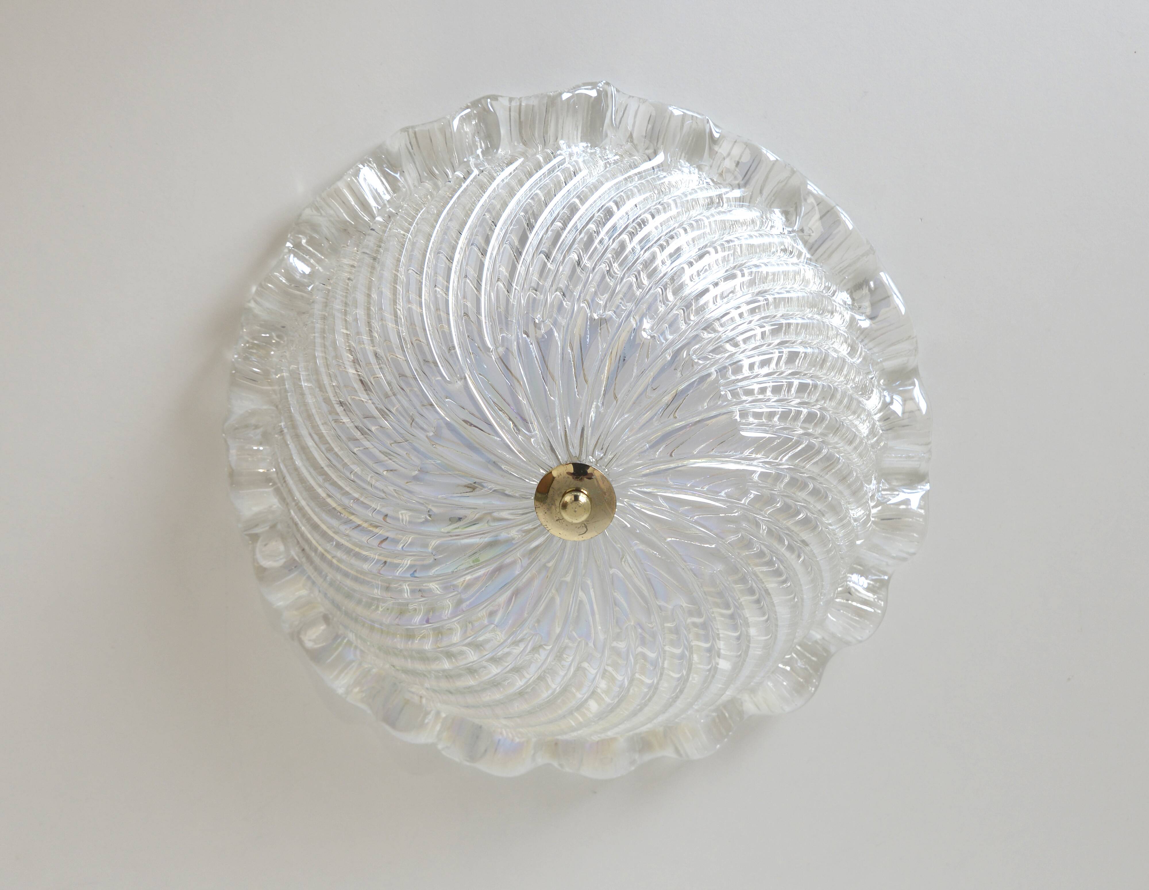 Vintage Murano Glass Sconce: Pearl Glass Wall Lamp / Handmade Flush Mount