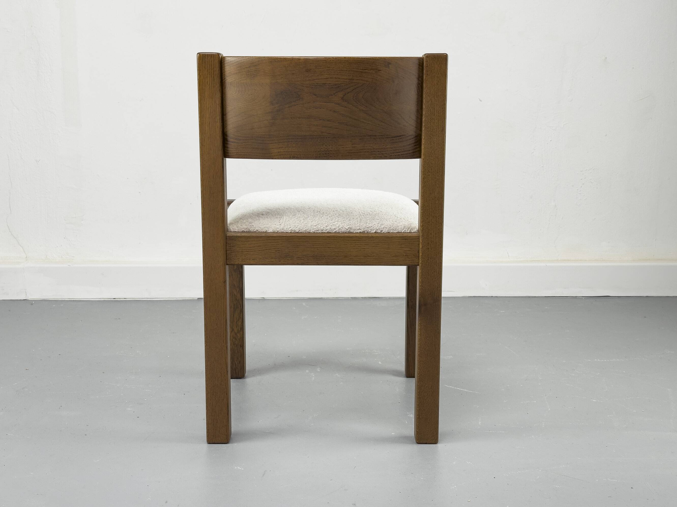 6 brutalist oak chairs, 1970