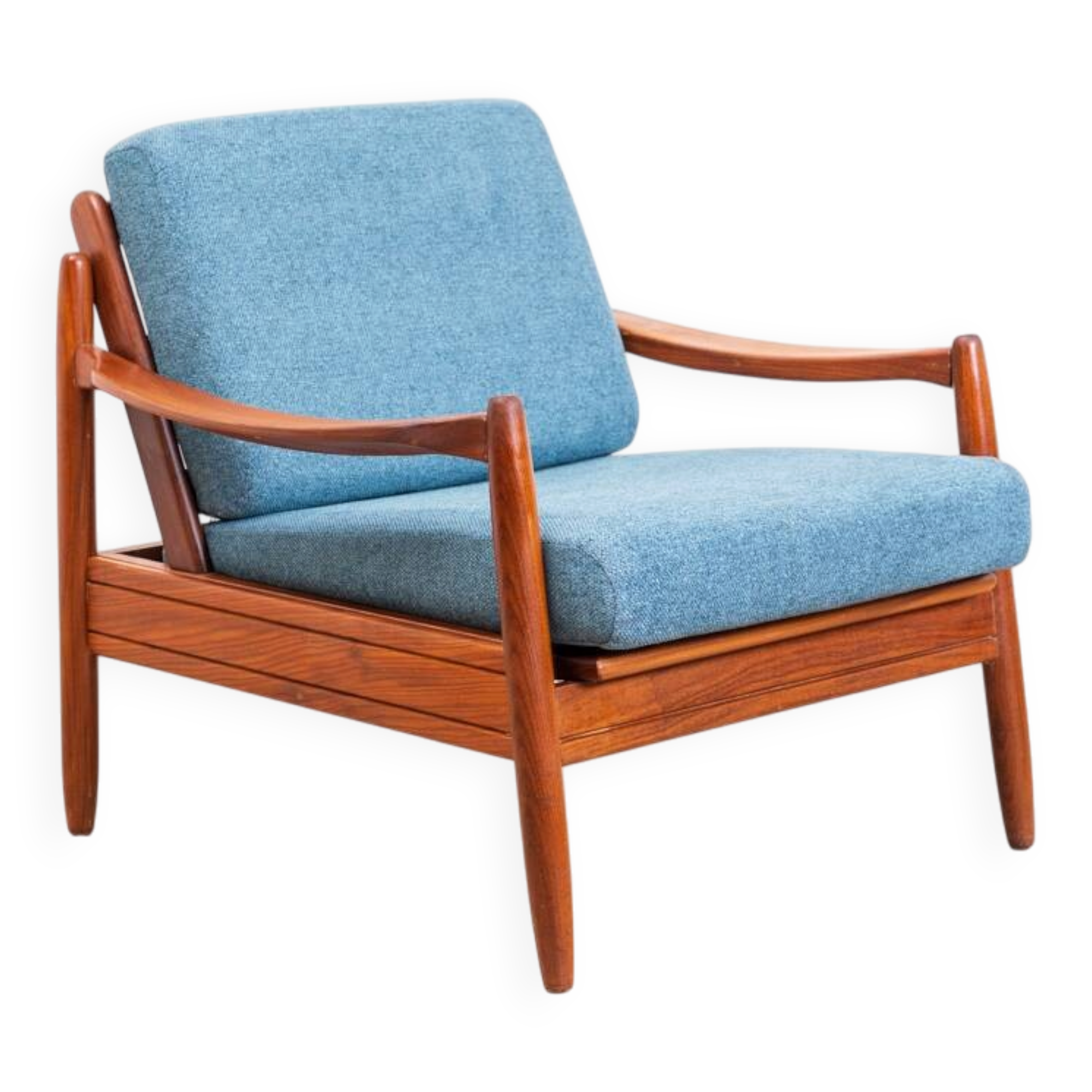 Fauteuil Teak années 60 Bleu