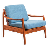 Fauteuil Teak années 60 Bleu