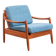 Fauteuil Teak années 60 Bleu