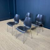 Set of 4 black dining room chairs from the 2000s
