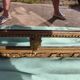 Large closed mirror, 19th century, wood and gilded stucco.