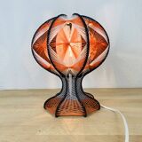Scandinavian wood and wire lamp from the 70s