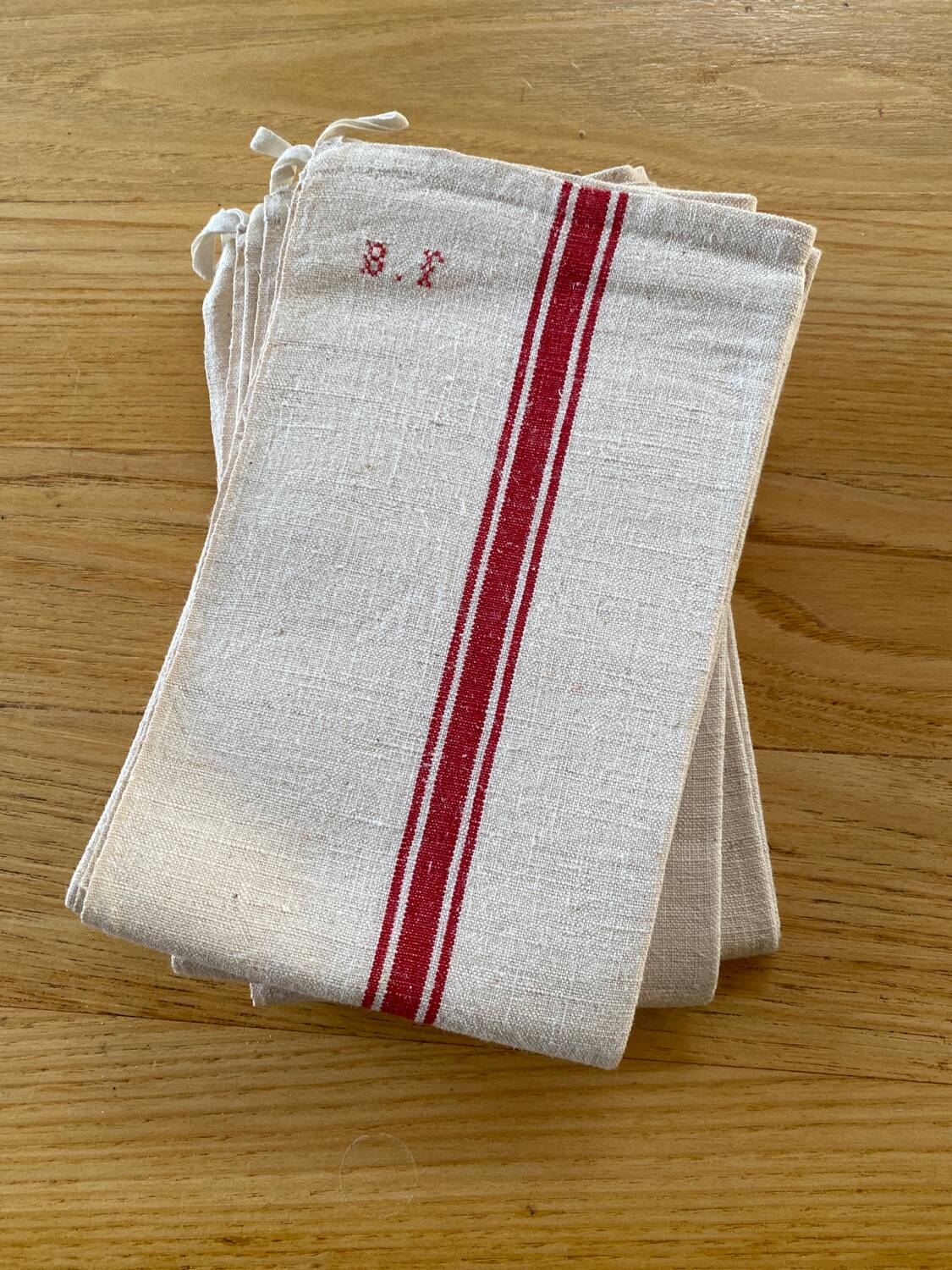 3 BF embroidered linen tea towels