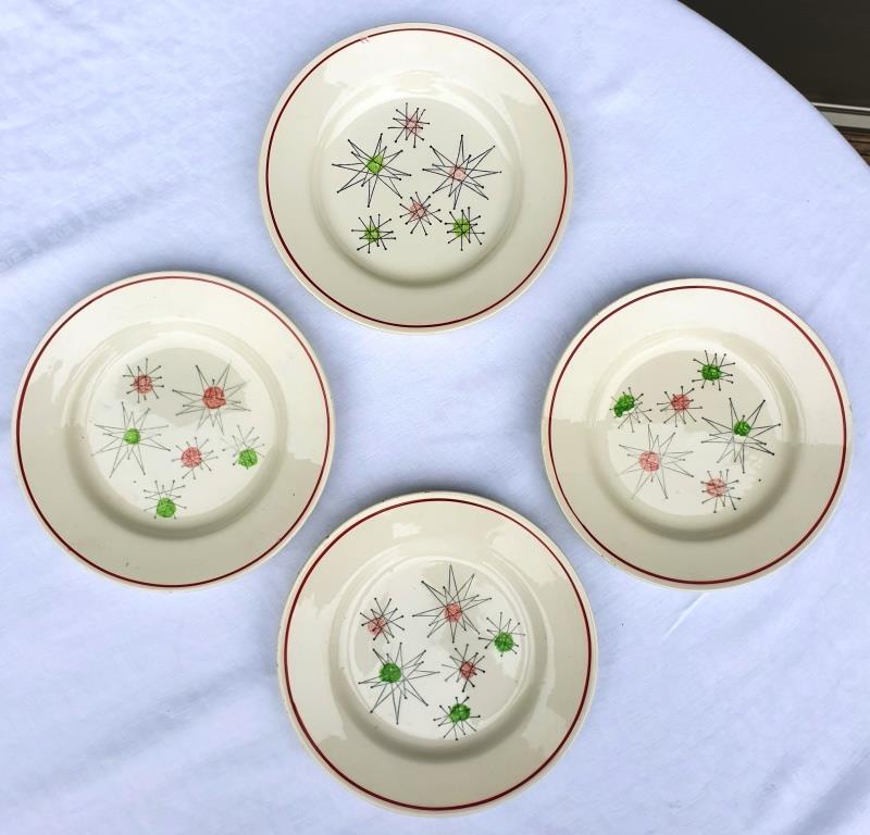 Set 4 plates Marie Claude VF Paris Sting Art 1960