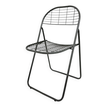 Niels Gammelgaard for Ikea grey wire metal folding chair, 1970s