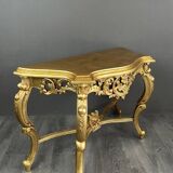 Elegant Golden Console With Carved Details 20th Century