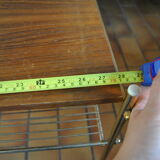 Vinyl storage cabinet with vintage wheels 70s