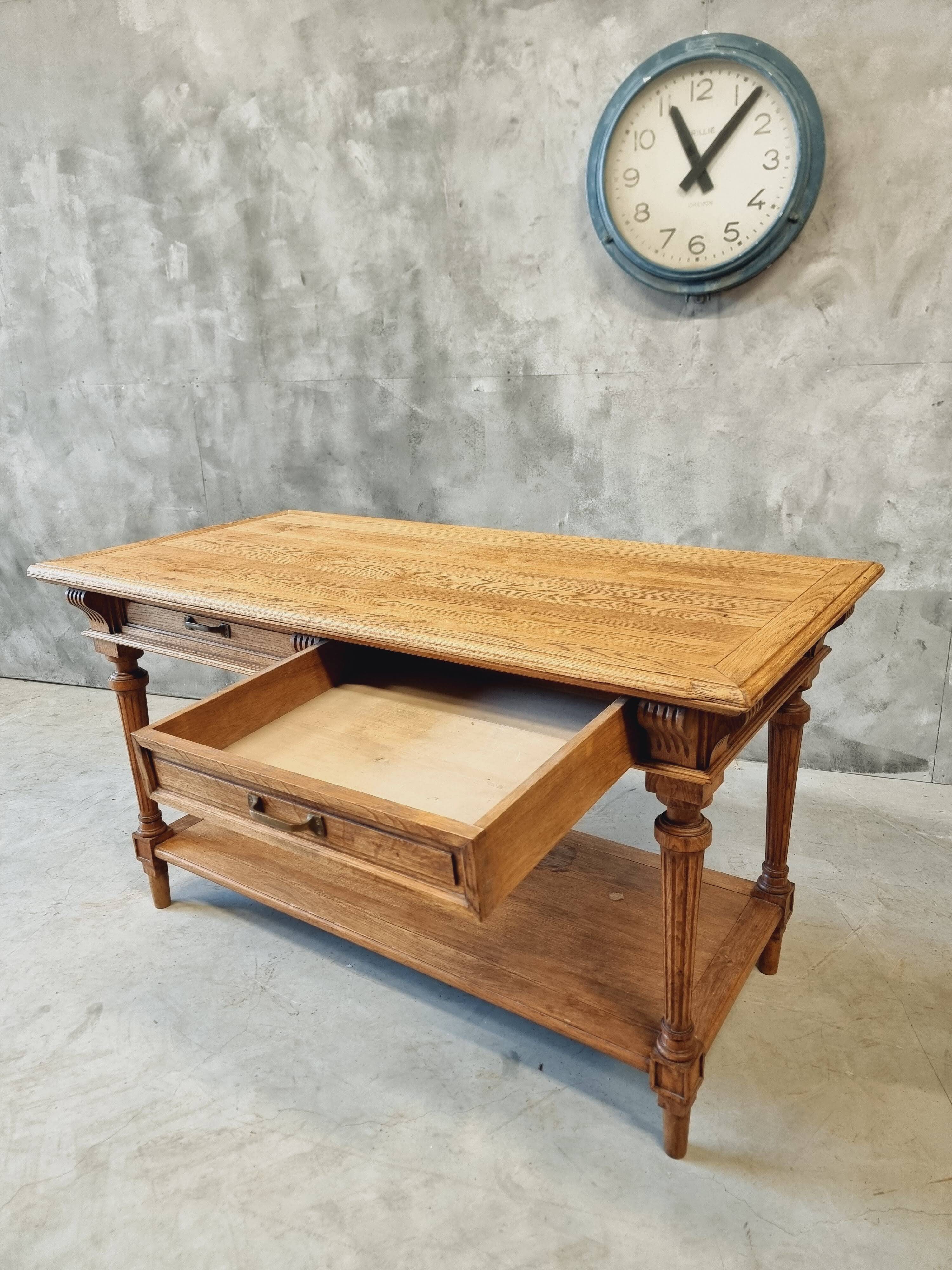 Antique drapers table side table kitchen island oak