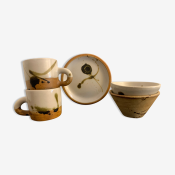 4 tasses à café avec assiette de mignardises La Colombe, 1970