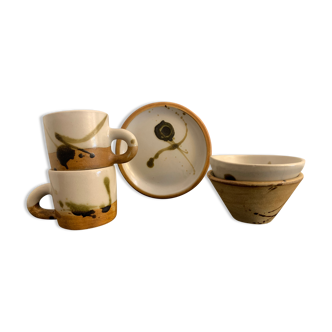 4 tasses à café avec assiette de mignardises La Colombe, 1970
