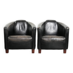 Ensemble de deux fauteuils - cuir