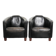 Set of two black vintage cowhide aviator design armchairs