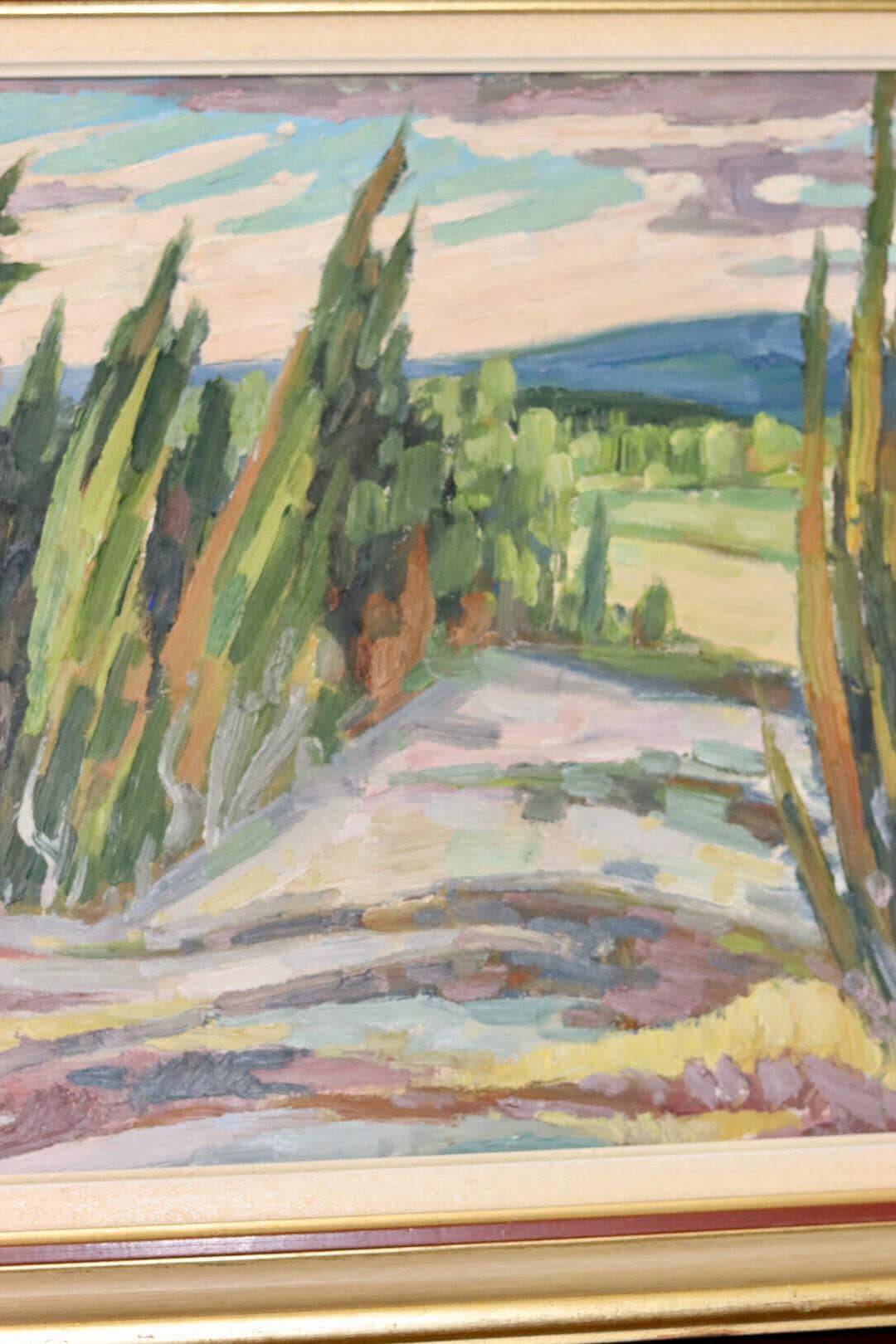 Oil painting on Swedish panel from the mid-century "Forest Landscape" - Vintage and framed