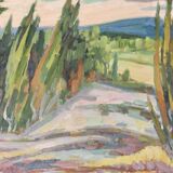 Oil painting on Swedish panel from the mid-century "Forest Landscape" - Vintage and framed