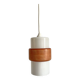 Sputnik pendant light, dark orange ring on white tube